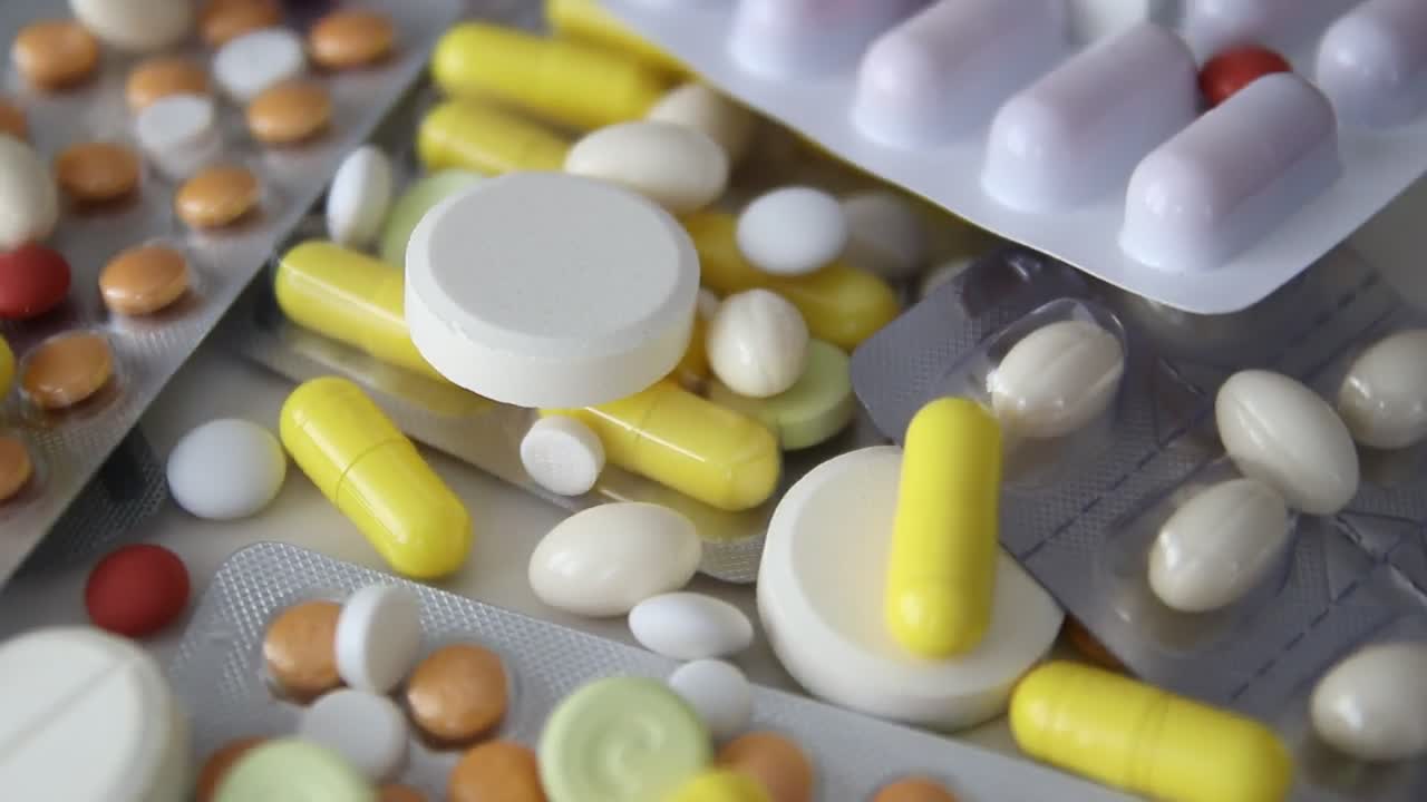 Stock Video Many Pills And Drugs Rotating Close U Animated Wallpaper