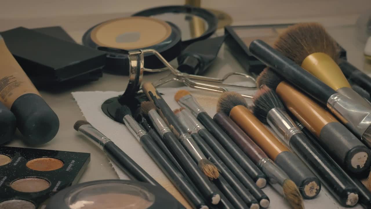 Stock Video Many Makeup Items On A Tabl Animated Wallpaper