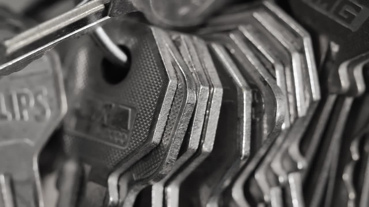 Stock Video Many Metal Keys On Ring Animated Wallpaper