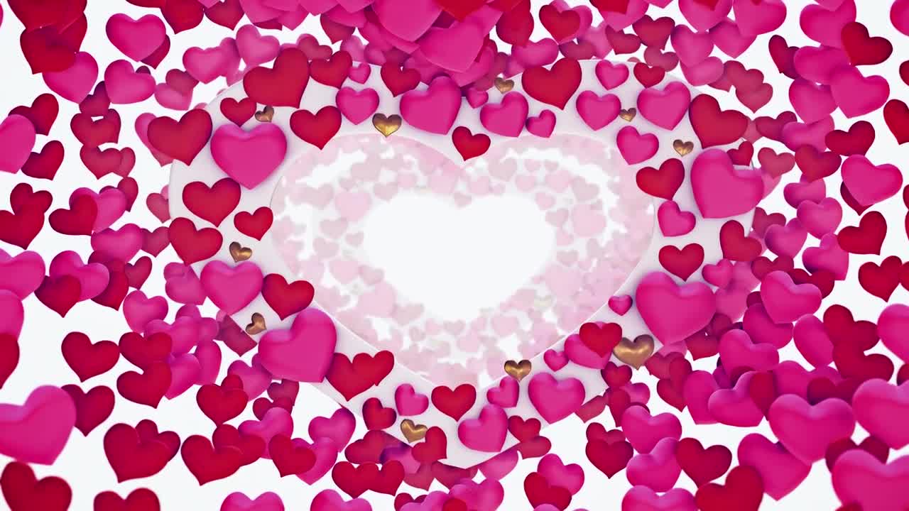 Stock Video Many Hearts Form A Tunnel In Animated Wallpaper