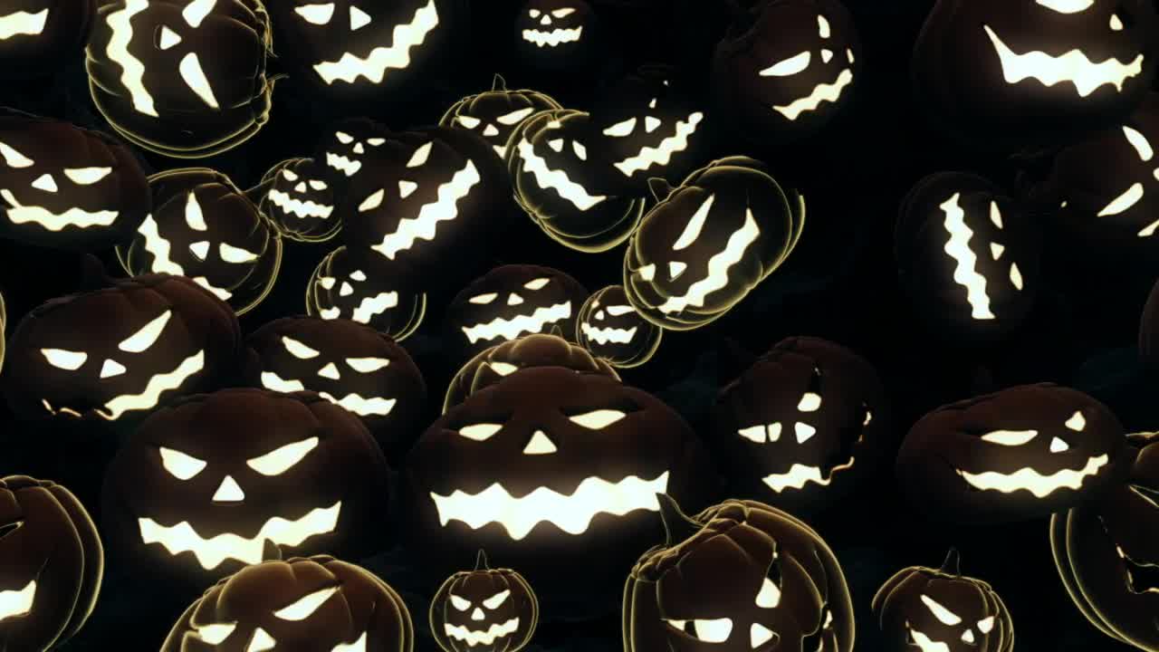 Stock Video Many Halloween Pumpkins Lit Animated Wallpaper