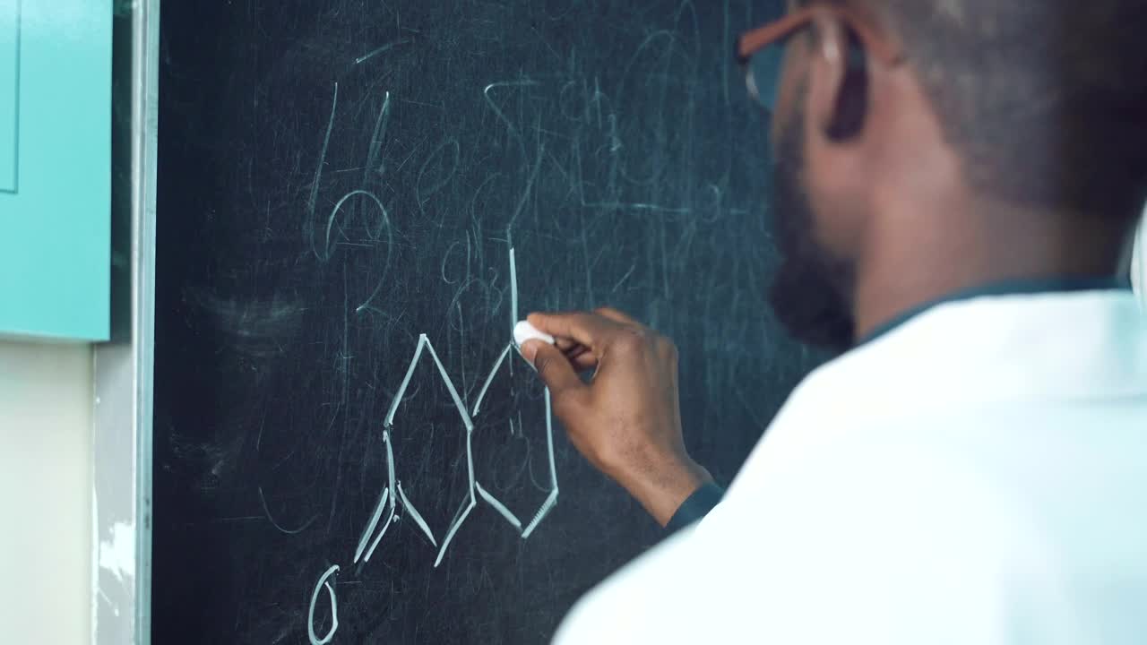 Stock Video Man Writing A Chemical Formula On The Blackboar Animated Wallpaper