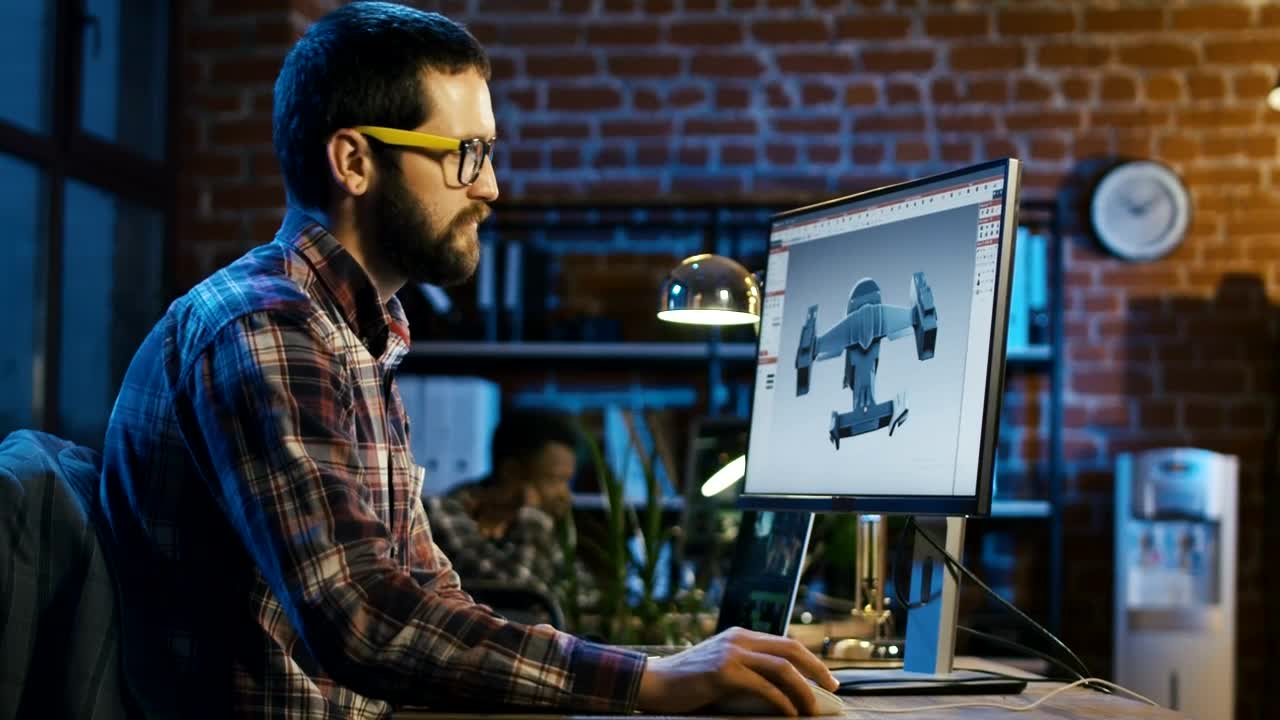 Stock Video Man Working On A Video Game Model In The Offic Animated Wallpaper