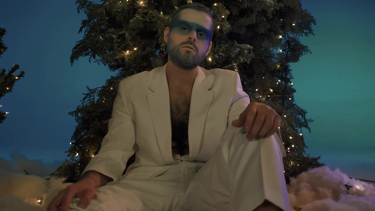 Stock Video Man With Winter Makeup At Christma Animated Wallpaper