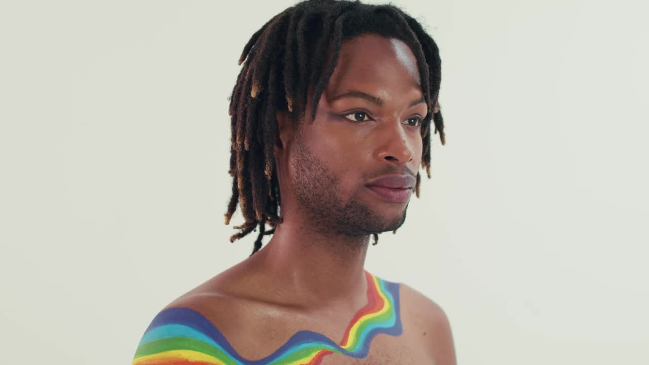 Stock Video Man With The Lbgtq Flag Painted On His Ches Animated Wallpaper