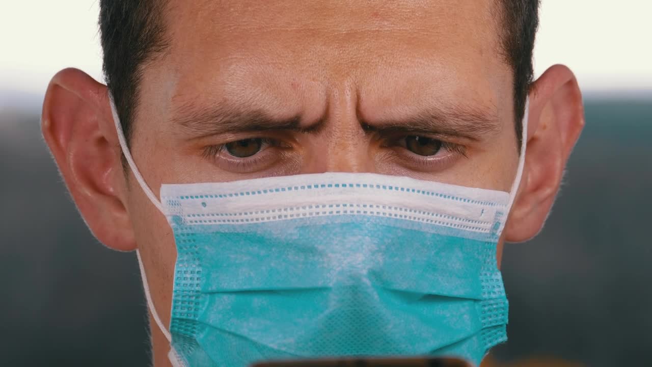 Stock Video Man With Medical Face Mas Animated Wallpaper