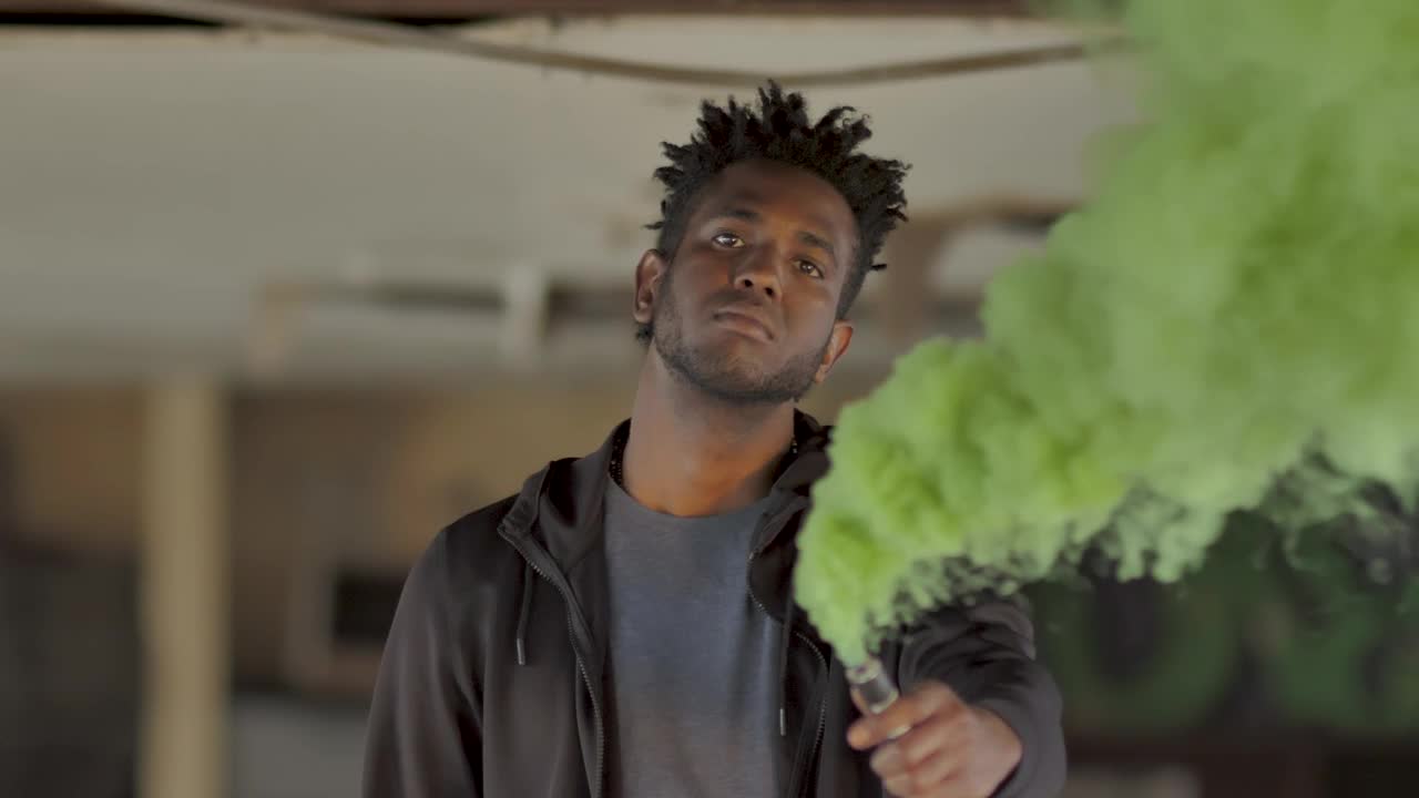 Stock Video Man With Green Smoke Bom Animated Wallpaper