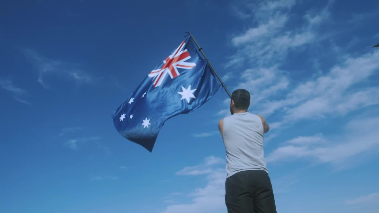 Stock Video Man Waving An Australian Fla Animated Wallpaper