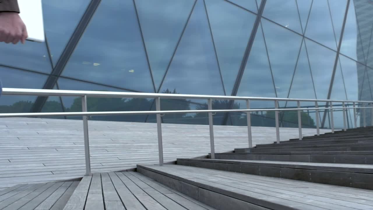 Stock Video Man Walking In The Building Stair Animated Wallpaper