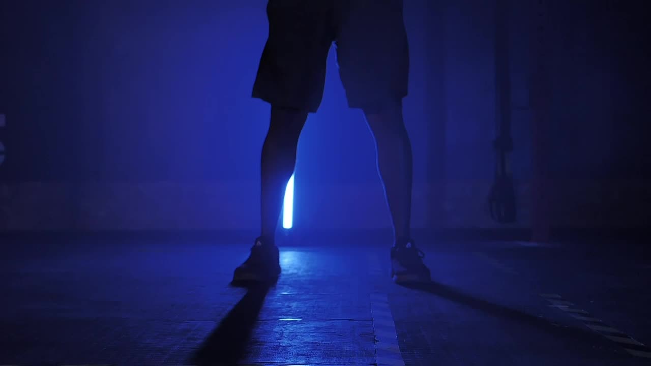 Stock Video Man Throwing Barbells To The Floo Animated Wallpaper