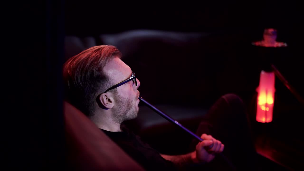Stock Video Man Smoking Alone In Hookah Clu Animated Wallpaper