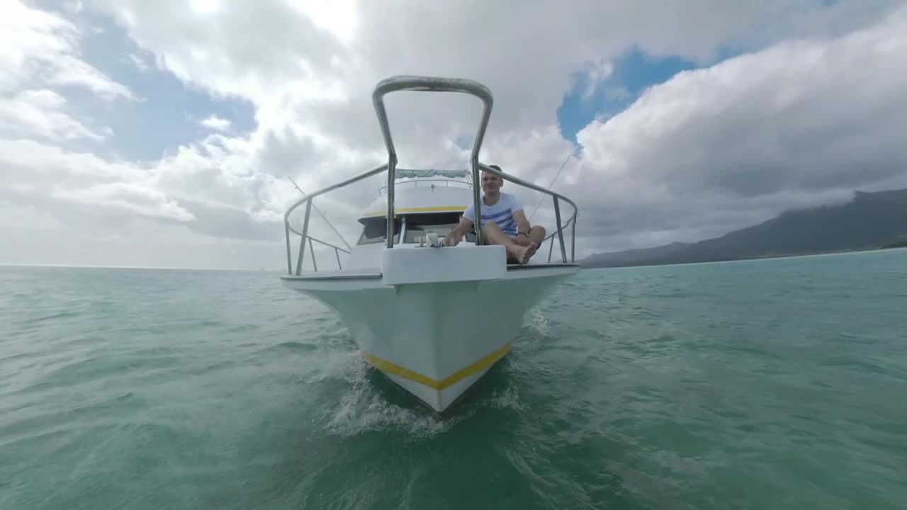 Stock Video Man Sitting On A Yach Animated Wallpaper