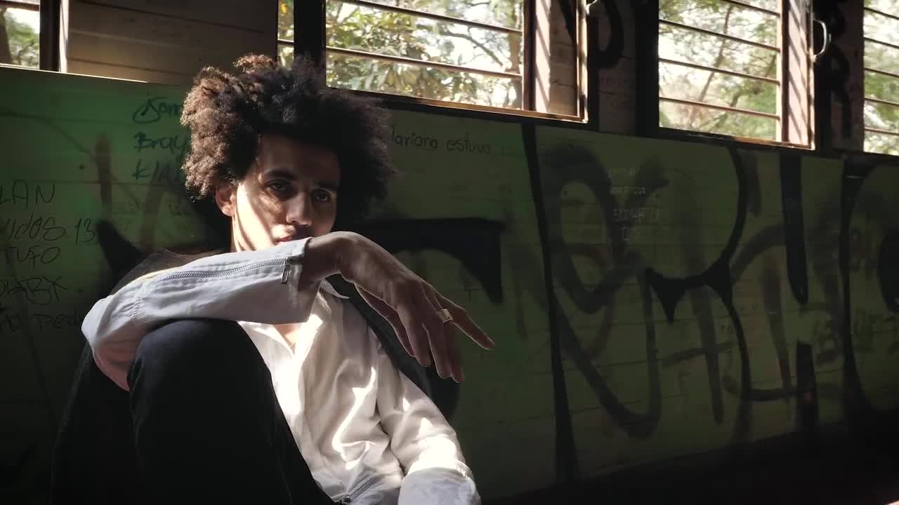 Stock Video Man Sitting In An Abandoned Buildin Animated Wallpaper