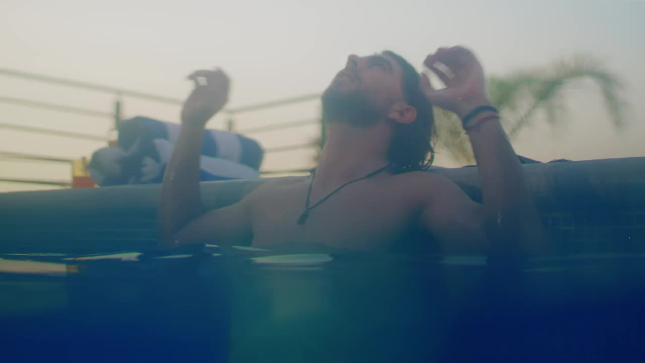 Stock Video Man Rests On The Edge Of The Poo Animated Wallpaper