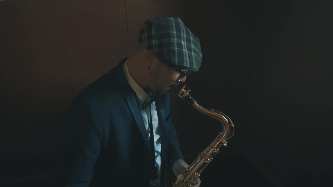 Stock Video Man Playing The Saxophon Animated Wallpaper