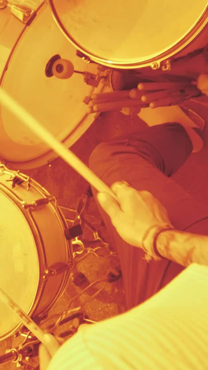 Stock Video Man Playing Drums With Sepia Filte Animated Wallpaper