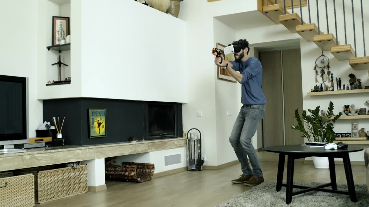 Stock Video Man Playing A Shooter Video Game In V Animated Wallpaper