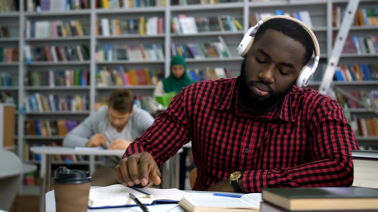 Stock Video Man Listening To Music While Studyin Animated Wallpaper