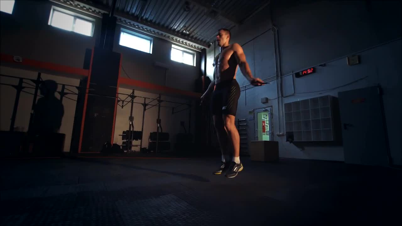 Stock Video Man Jumping The Rope At The Gy Animated Wallpaper