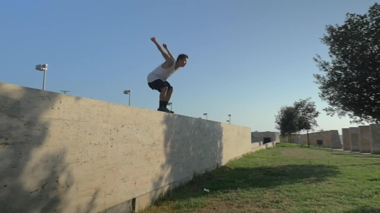 Stock Video Man Jumping From A Wal Animated Wallpaper