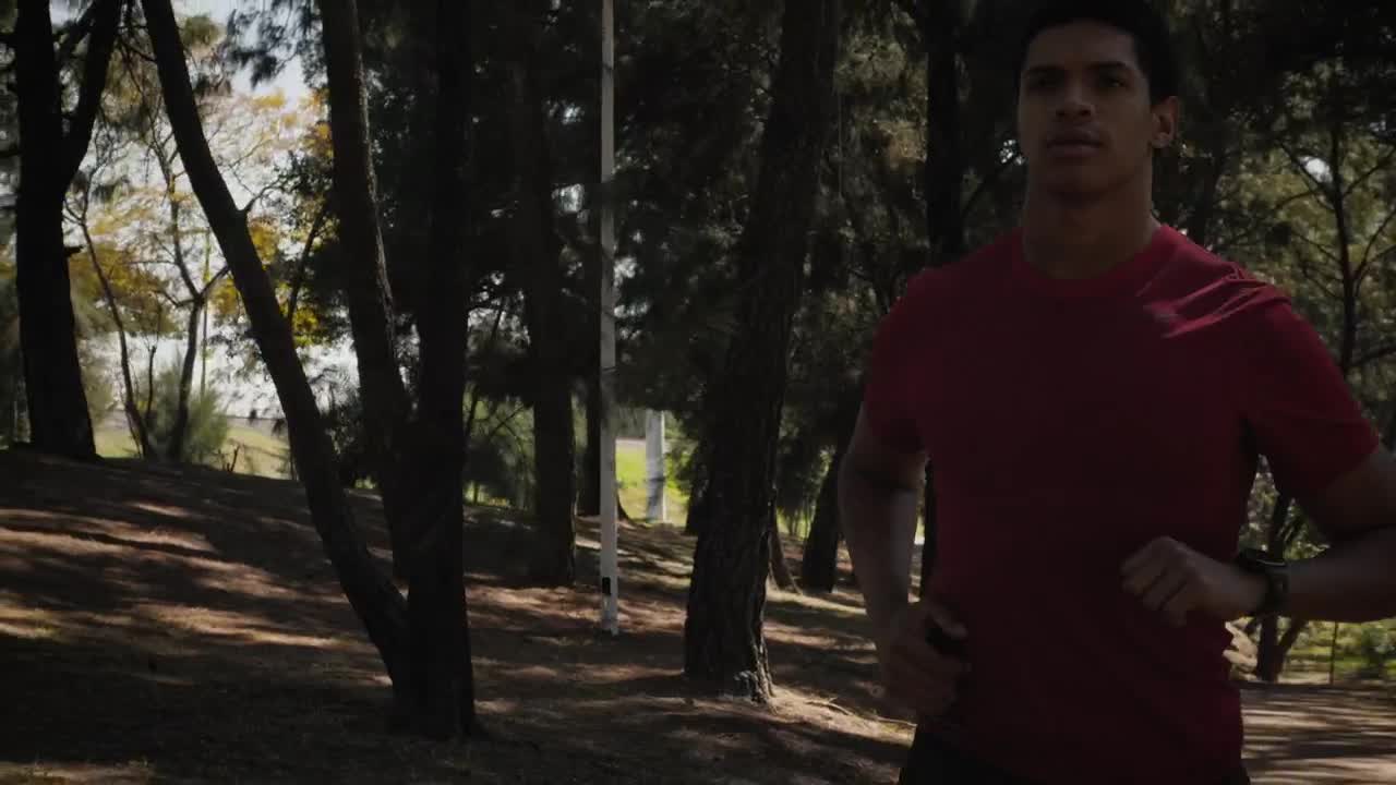 Stock Video Man Jogging On Trail In The Par Animated Wallpaper