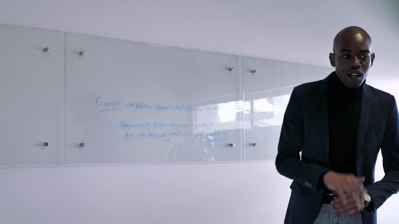 Stock Video Man Introducing A New Business Projec Animated Wallpaper