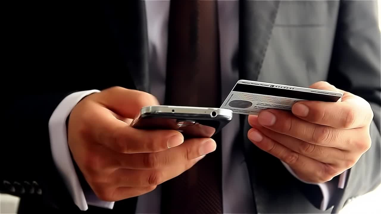 Stock Video Man In Suit Copying Data From A Card In Hi Animated Wallpaper