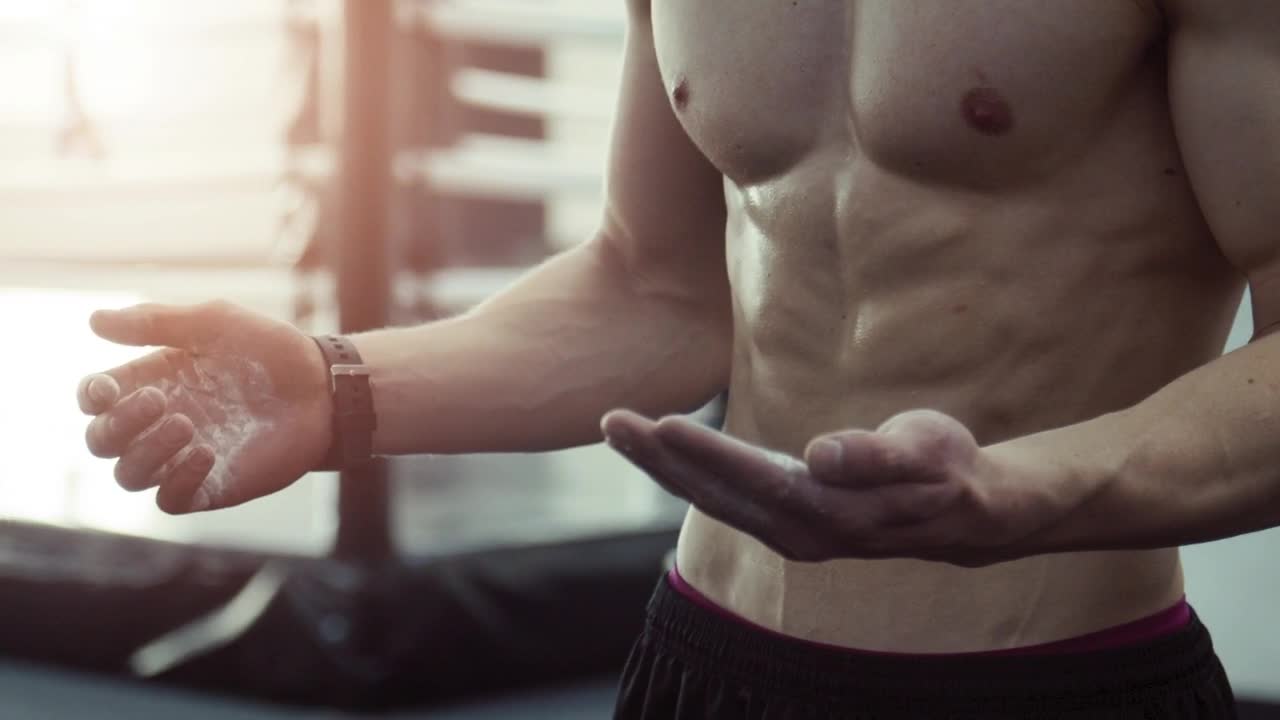 Stock Video Motivated Boxer Claps Chalked Hands Live Wallpaper