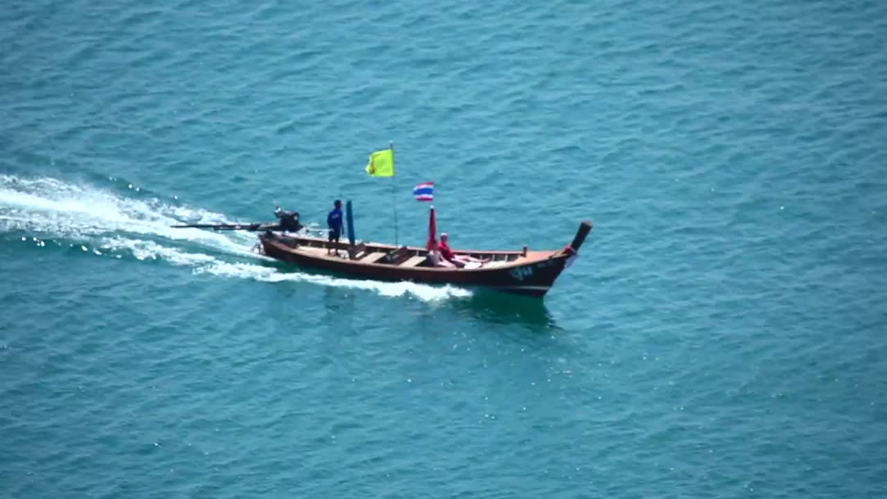 Stock Video Motorboat Sailing On The Sea Live Wallpaper