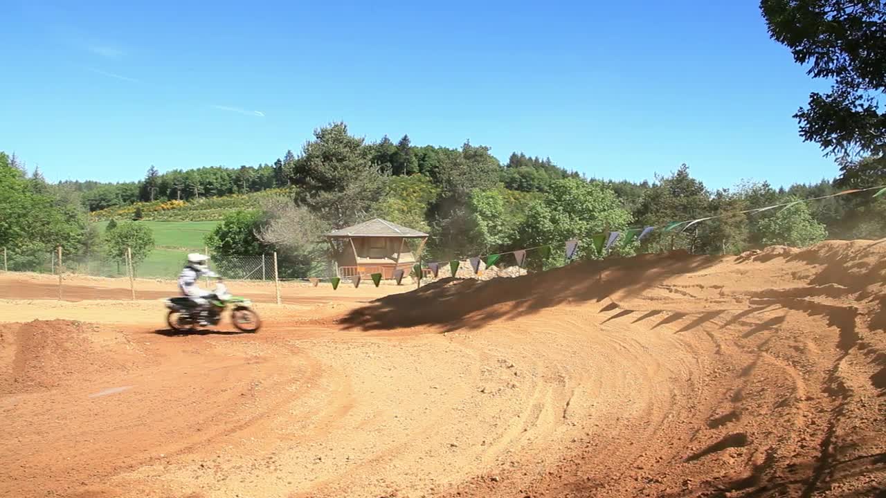 Stock Video Motorcyclist Turning Around A Bend On Motocross Race Live Wallpaper