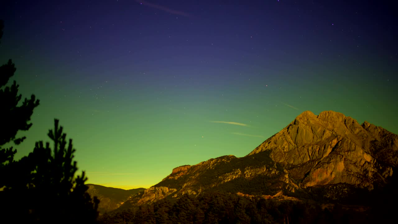 Stock Video Mountain During A Sunset And Stars In The Sky Live Wallpaper