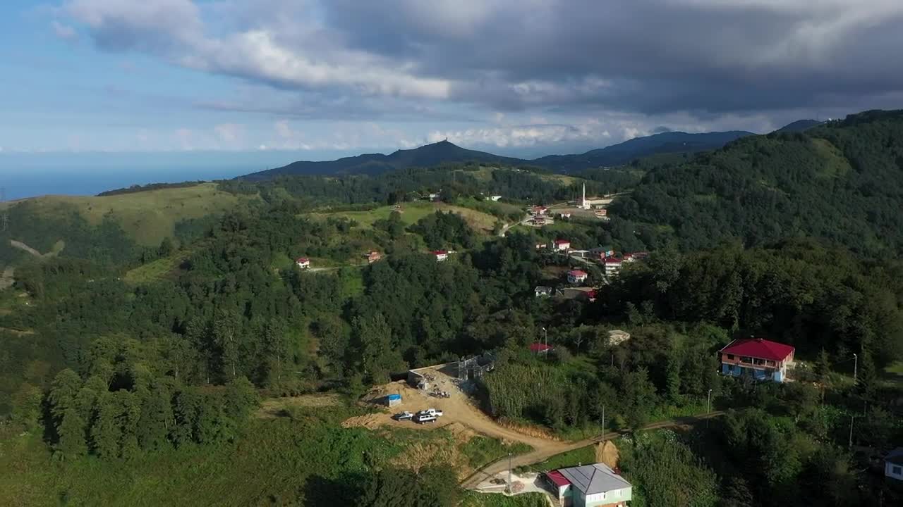 Stock Video Mountain Houses Under The Clouds Live Wallpaper