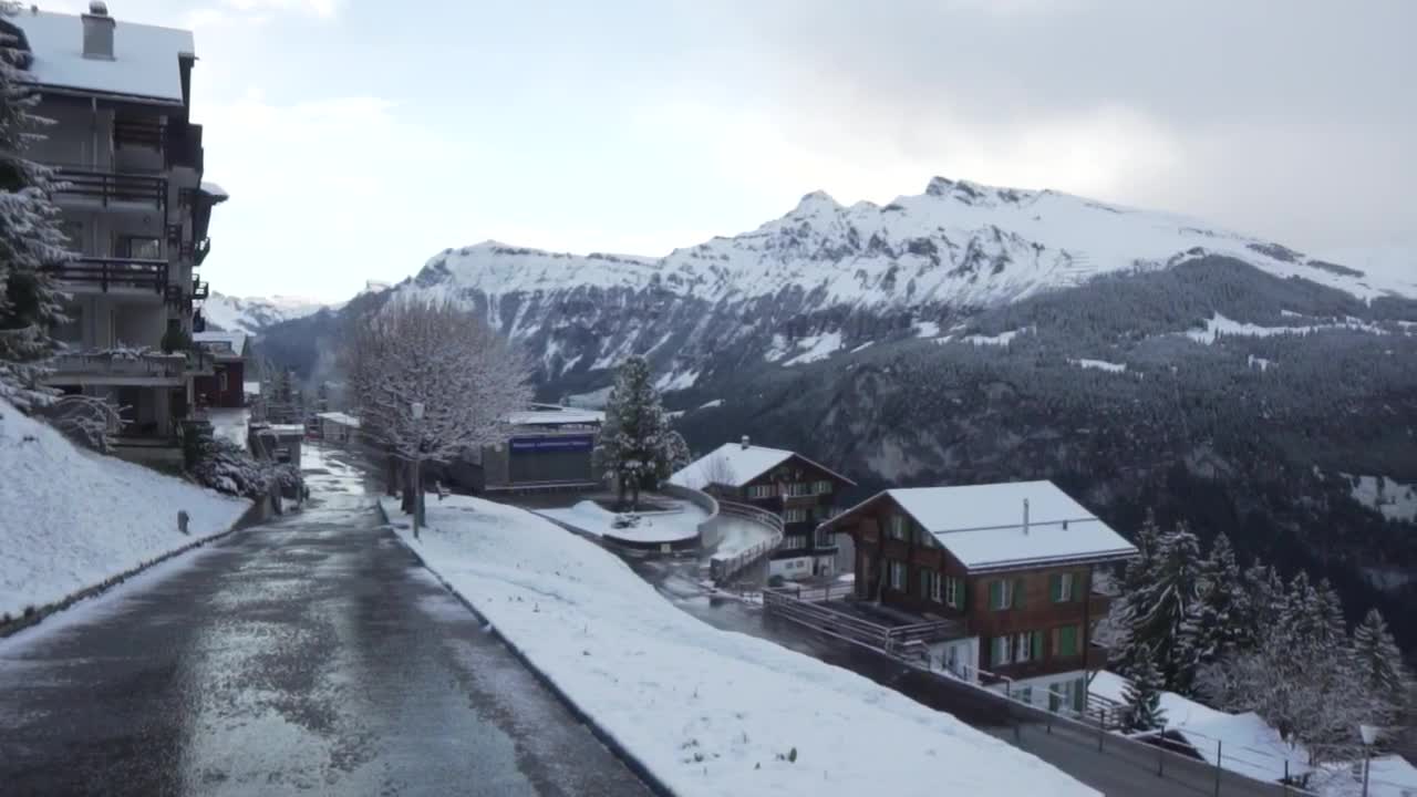 Stock Video Mountain Resort Town In The Snow Live Wallpaper