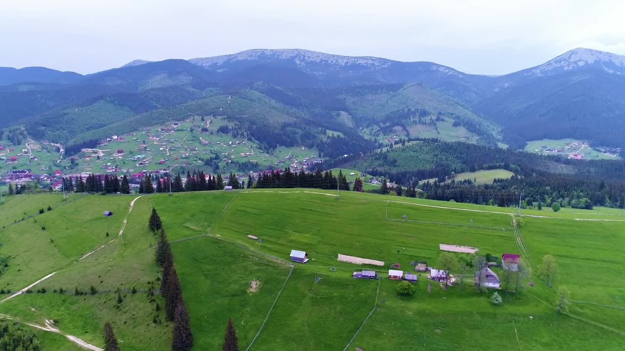 Stock Video Mountain Village Down The Mountains Aerial View Live Wallpaper