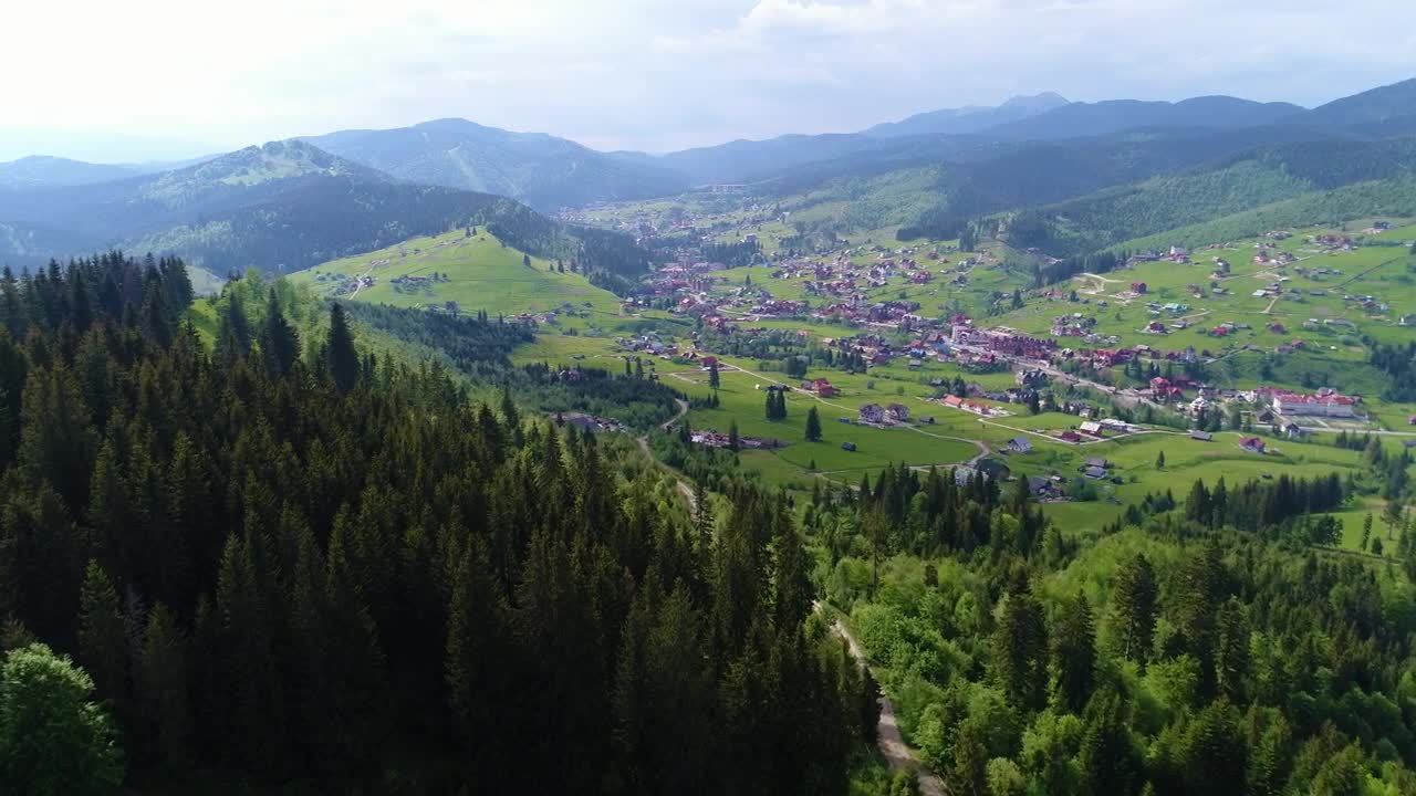 Stock Video Mountain Village Seen From Afar Aerial Live Wallpaper
