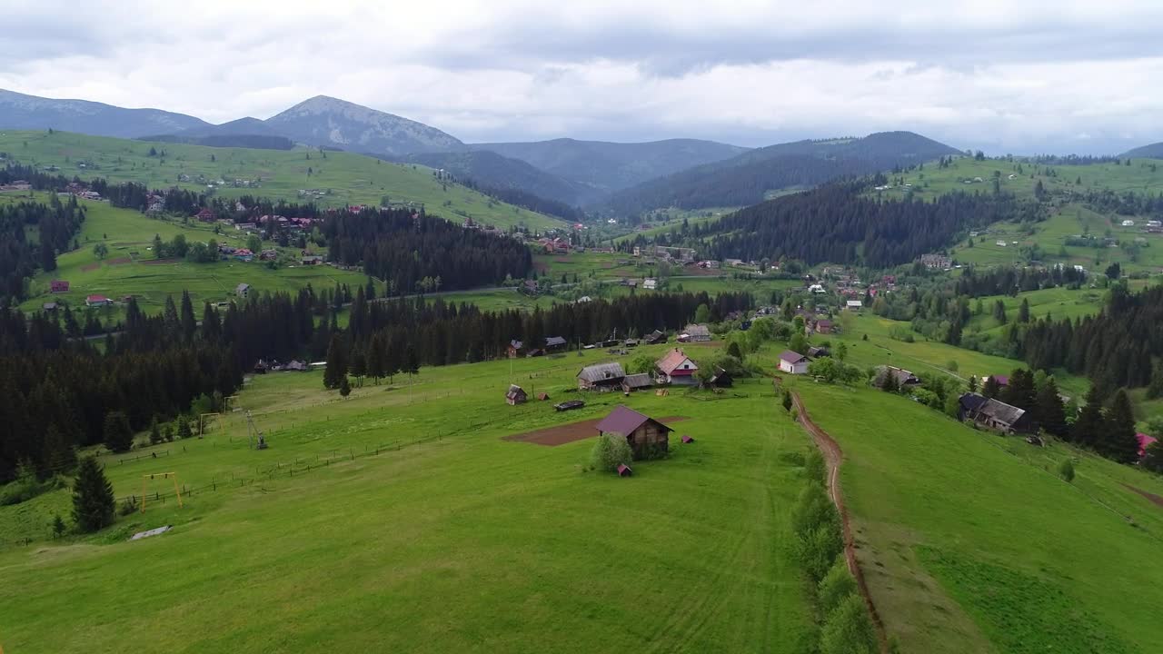 Stock Video Mountain Village Seen From The Air Live Wallpaper