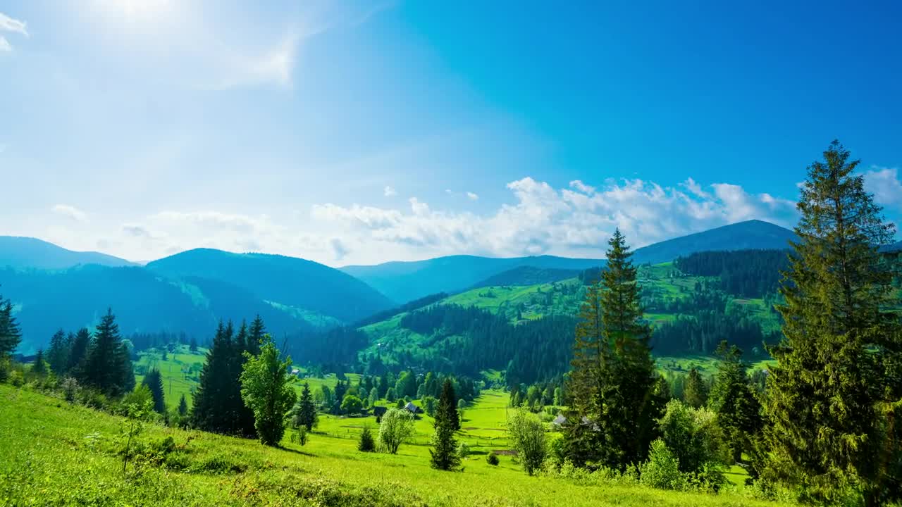 Stock Video Mountains Landscape In Blue And Green Tones Live Wallpaper