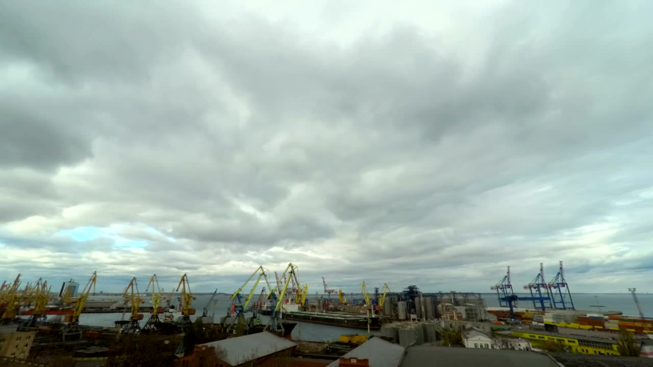 Stock Video Moving Cranes A Trading Port Time Lapse Live Wallpaper