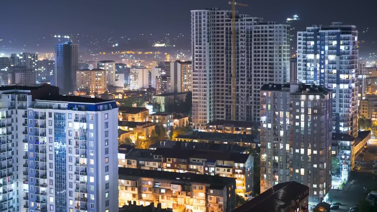 Stock Video Multi Story Buildings Time Lapse At Night Live Wallpaper