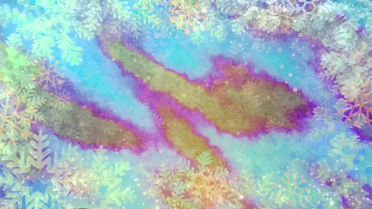 Stock Video Multicolored Watercolor Background With Snowflakes Live Wallpaper