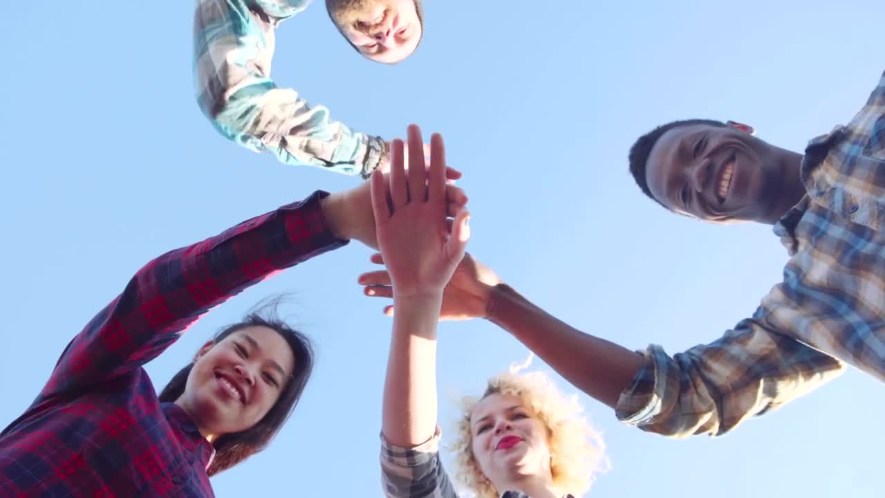 Stock Video Multiracial People Joining Hands Live Wallpaper