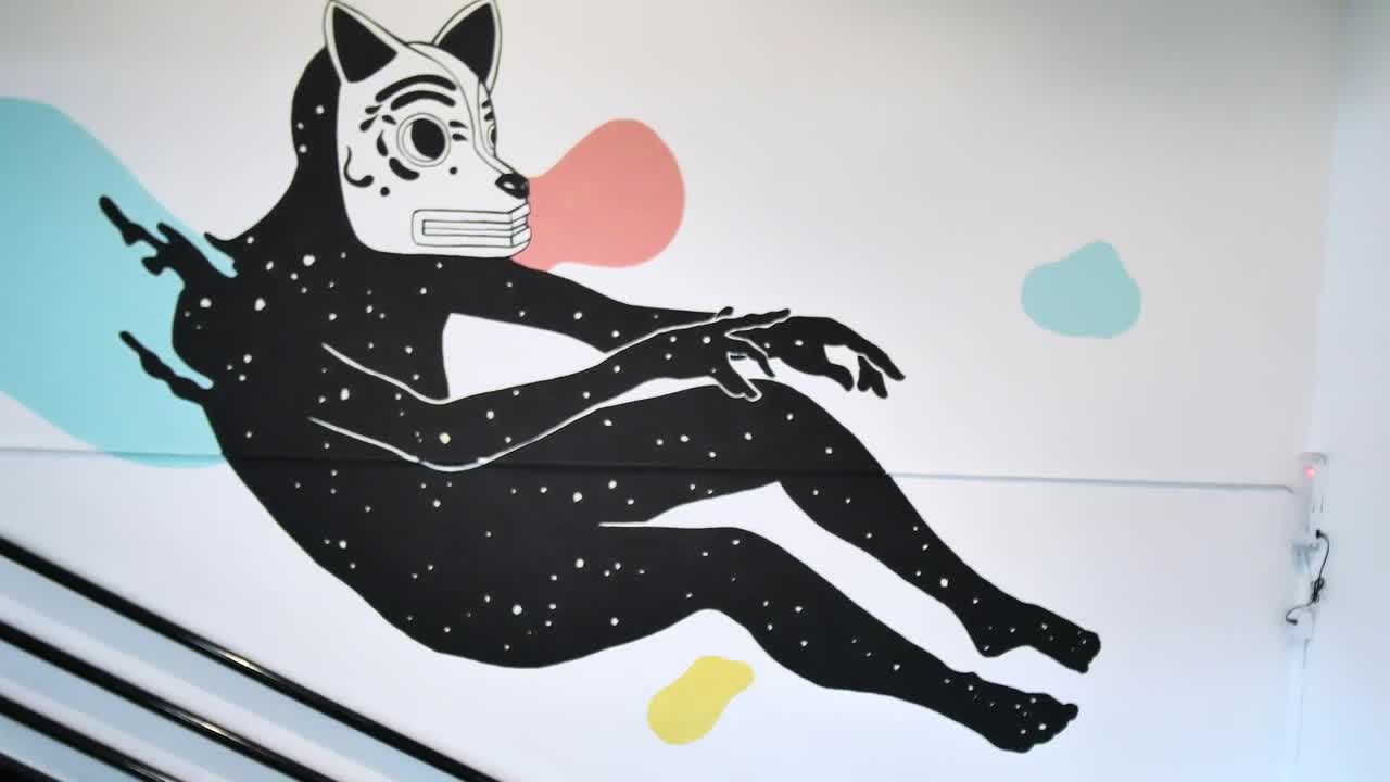 Stock Video Mural On Staircase Live Wallpaper