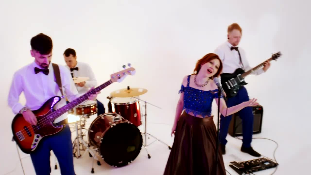 Stock Video Musical Band Playing A Song On A Photo Studio Live Wallpaper