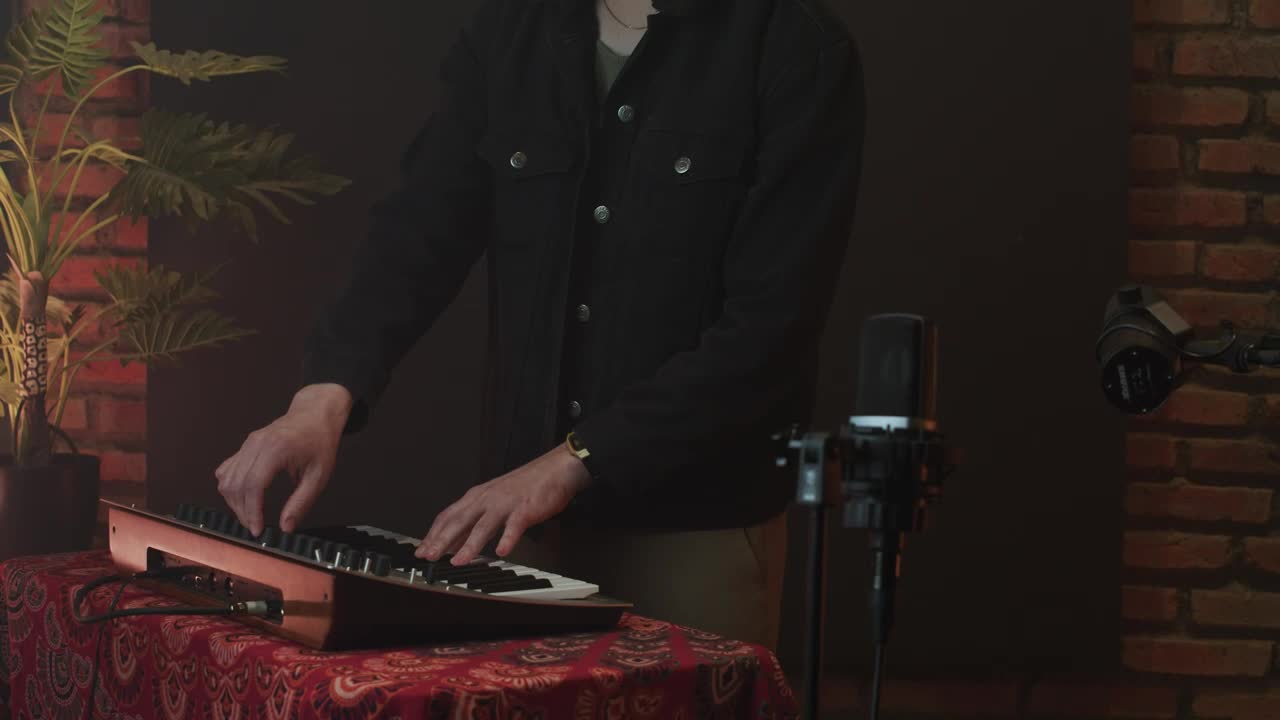 Stock Video Musician Playing A Piano Or A Midi Live Wallpaper