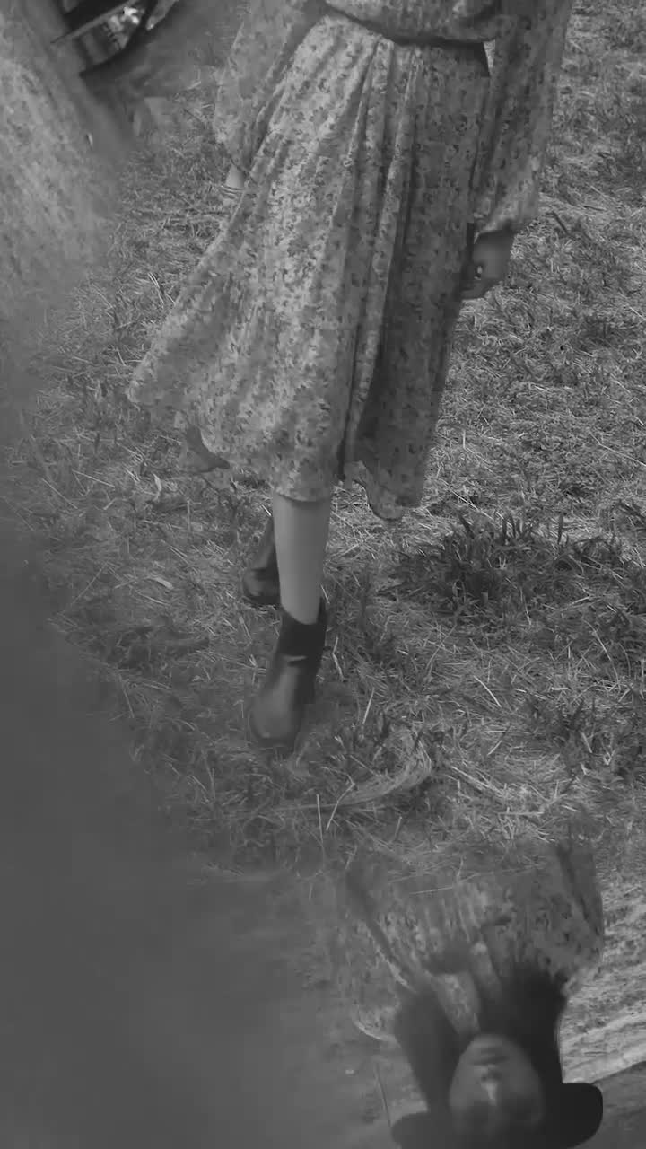 Stock Video Mysterious Woman Walking In A Forest In Black And White Live Wallpaper