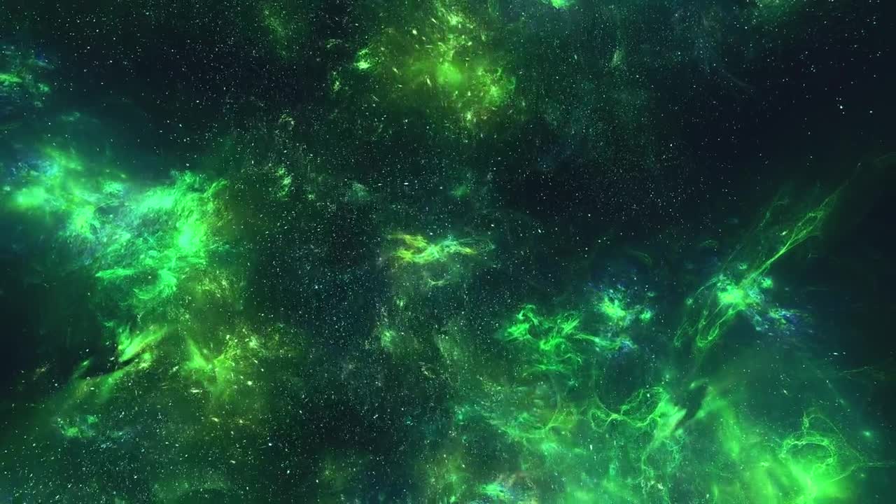 Stock Video Nebulae In Phosphorescent Green Tones In Space Live Wallpaper