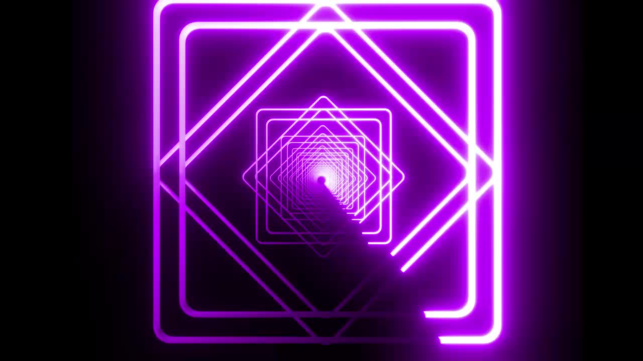 Stock Video Neon Light Diamonds And Squares Forming A Tunnel Live Wallpaper