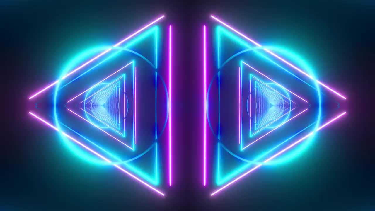 Stock Video Neon Light Triangle And Circle Tunnels Live Wallpaper