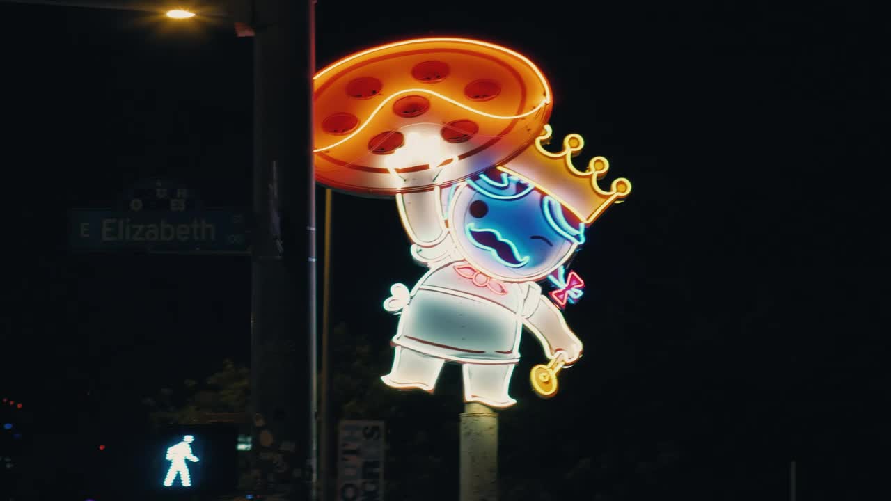 Stock Video Neon Sign Of A Character From A Pizzeria Live Wallpaper