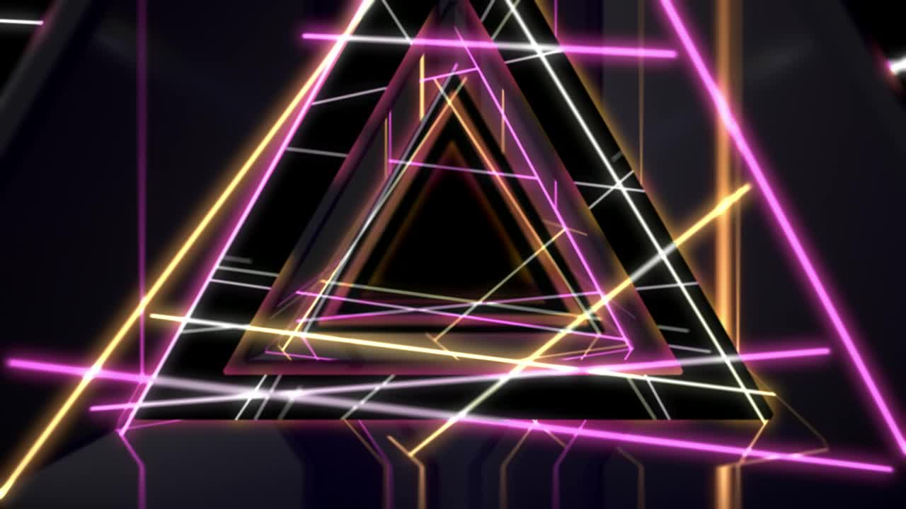 Stock Video Neon Tunnel In Triangular Shapes D Live Wallpaper